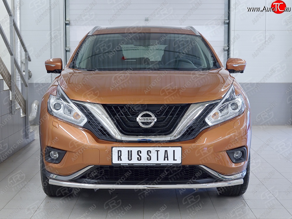 15 249 р. Защита переднего бампера (Ø42 мм, нержавейка) SLITKOFF  Nissan Murano  3 Z52 (2015-2022) дорестайлинг  с доставкой в г. Пермь