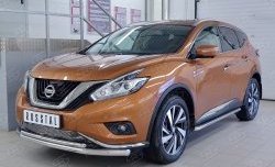 19 999 р. Защита переднего бампера (2 трубыØ63 и 42 мм, нержавейка) SLITKOFF  Nissan Murano  3 Z52 (2015-2022) дорестайлинг  с доставкой в г. Пермь. Увеличить фотографию 2