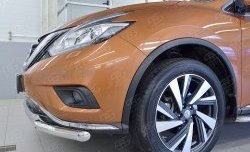 19 999 р. Защита переднего бампера (2 трубыØ63 и 42 мм, нержавейка) SLITKOFF  Nissan Murano  3 Z52 (2015-2022) дорестайлинг  с доставкой в г. Пермь. Увеличить фотографию 3