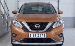 Защита переднего бампера (Ø63 мм, нержавейка) SLITKOFF Nissan Murano  3 Z52 (2015-2022) дорестайлинг