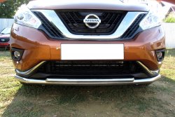 Двойная защита переднего бампера из труб диаметром 57 и 42 мм Slitkoff Nissan Murano  3 Z52 (2015-2022) дорестайлинг