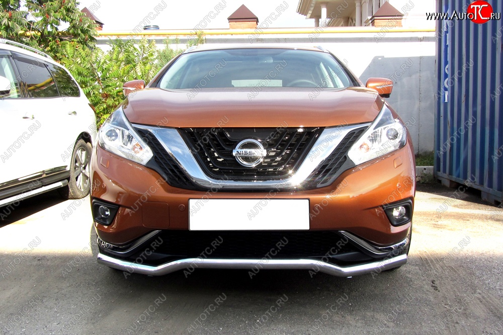 18 399 р. Защита переднего бампера из изогнутой трубы диаметром 57 мм Slitkoff  Nissan Murano  3 Z52 (2015-2022) дорестайлинг (Нержавейка, Полированная)  с доставкой в г. Пермь