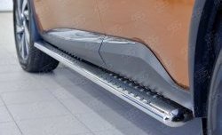 19 399 р. Защита порогов из овальной трубы диаметром 120x60 мм с проступью Russtal Nissan Murano 3 Z52 дорестайлинг (2015-2022)  с доставкой в г. Пермь. Увеличить фотографию 4