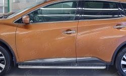 24 649 р. Порожки для ног (Ø42) SLITKOFF  Nissan Murano  3 Z52 (2015-2025) дорестайлинг, рестайлинг (лист - алюминий, профиль - нержавейка)  с доставкой в г. Пермь. Увеличить фотографию 2