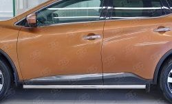 19 999 р. Защита порогов из круглой трубы диаметром 63 мм SLITKOFF Nissan Murano 3 Z52 дорестайлинг (2015-2022)  с доставкой в г. Пермь. Увеличить фотографию 4