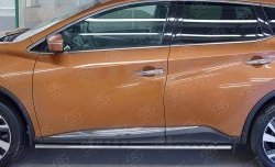 16 649 р. Защита порогов из овальной трубы диаметром 75x42 мм с проступью Russtal Nissan Murano 3 Z52 дорестайлинг (2015-2022)  с доставкой в г. Пермь. Увеличить фотографию 3