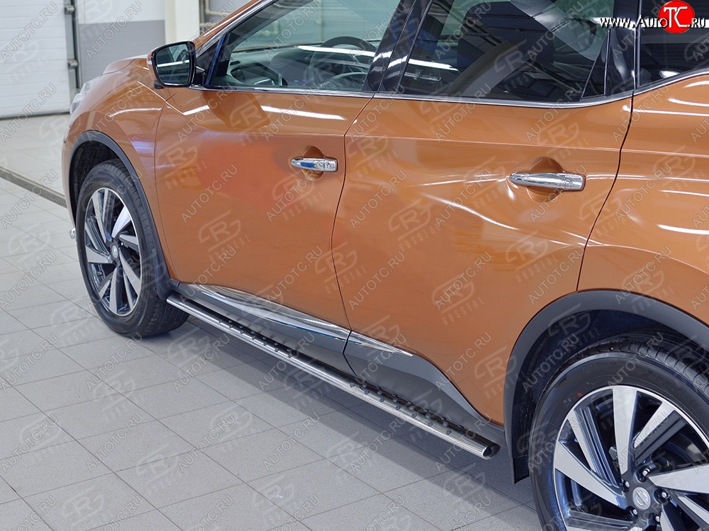 16 649 р. Защита порогов из овальной трубы диаметром 75x42 мм с проступью Russtal Nissan Murano 3 Z52 дорестайлинг (2015-2022)  с доставкой в г. Пермь