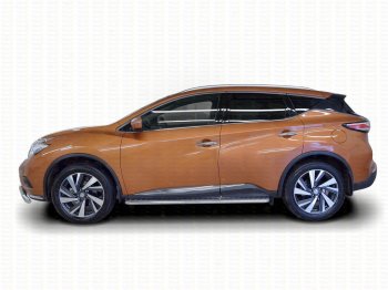 22 999 р. Широкая защита порогов с трубой диаметром 42 мм SLITKOFF v2 Nissan Murano 3 Z52 дорестайлинг (2015-2022)  с доставкой в г. Пермь. Увеличить фотографию 2
