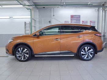 22 999 р. Широкая защита порогов с трубой диаметром 42 мм SLITKOFF v2 Nissan Murano 3 Z52 дорестайлинг (2015-2022)  с доставкой в г. Пермь. Увеличить фотографию 3