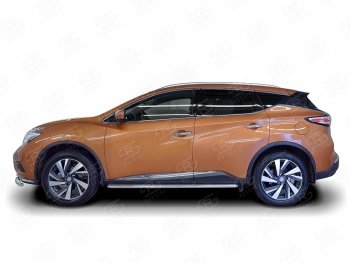 35 549 р. Широкая защита порогов с трубой диаметром 42 мм SLITKOFF v3 Nissan Murano 3 Z52 дорестайлинг (2015-2022)  с доставкой в г. Пермь. Увеличить фотографию 2