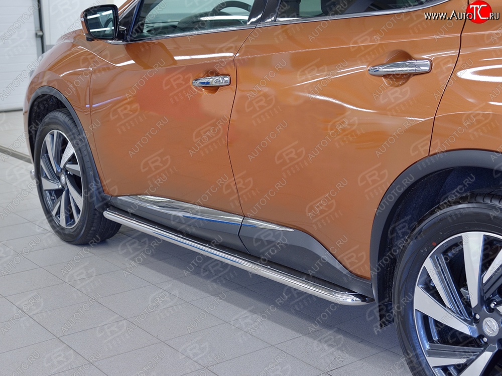 35 549 р. Широкая защита порогов с трубой диаметром 42 мм SLITKOFF v3 Nissan Murano 3 Z52 дорестайлинг (2015-2022)  с доставкой в г. Пермь