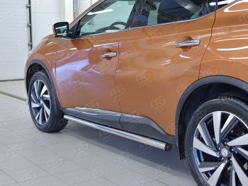 18 799 р. Защита порогов из круглой трубы диаметром 63 мм SLITKOFF v2 Nissan Murano 3 Z52 дорестайлинг (2015-2022)  с доставкой в г. Пермь. Увеличить фотографию 3