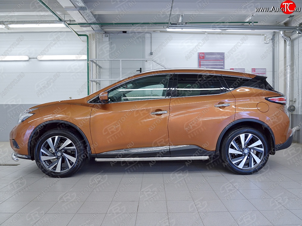 19 999 р. Защита порогов из круглой трубы диаметром 63 мм SLITKOFF v3 Nissan Murano 3 Z52 дорестайлинг (2015-2022)  с доставкой в г. Пермь
