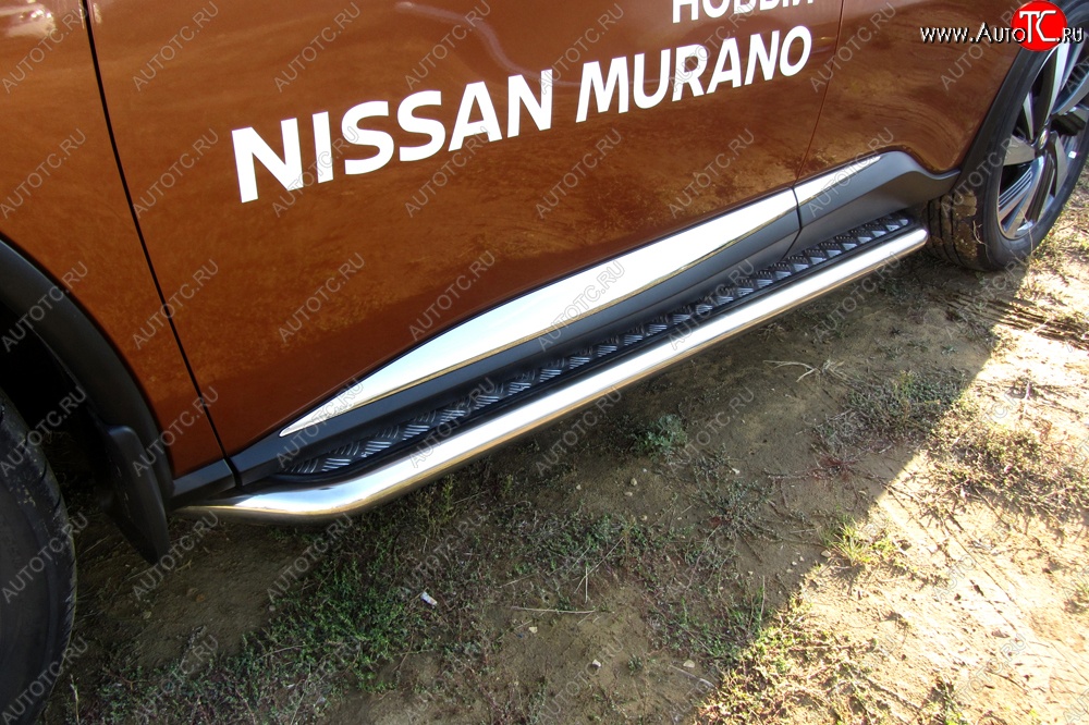 17 999 р. Широкая защита порогов с трубой диаметром d57 Slitkoff Nissan Murano 3 Z52 дорестайлинг (2015-2022)  с доставкой в г. Пермь