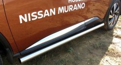 Защита порогов из круглой трубы диаметром 76 мм Slitkoff Nissan Murano  3 Z52 (2015-2025) дорестайлинг, рестайлинг