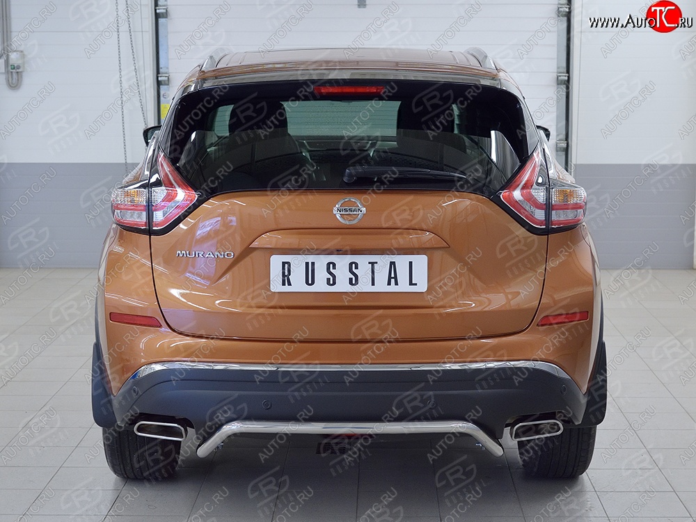 15 249 р. Защита заднего бампера (Ø42 мм волна под машину, нержавейка) SLITKOFF Nissan Murano 3 Z52 дорестайлинг (2015-2022)  с доставкой в г. Пермь