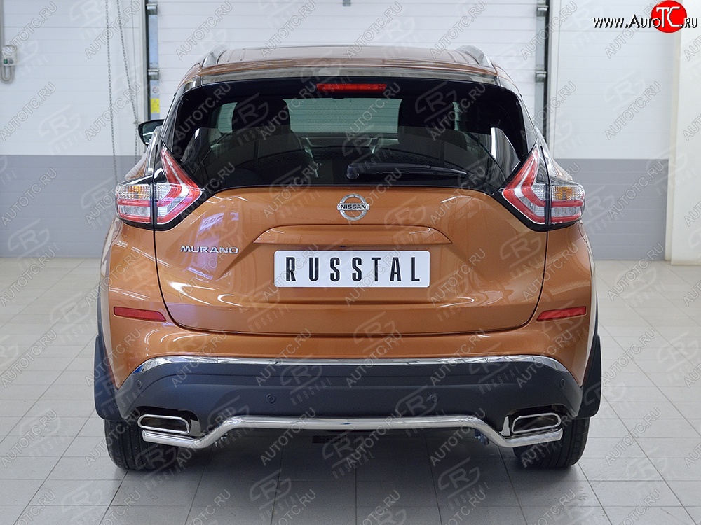 15 949 р. Защита заднего бампера (Ø42 мм волна, нержавейка) SLITKOFF Nissan Murano 3 Z52 дорестайлинг (2015-2022)  с доставкой в г. Пермь
