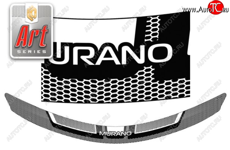 2 159 р. Дефлектор капота CA-Plastiс  Nissan Murano  1 Z50 (2002-2009) (Серия Art белая)  с доставкой в г. Пермь