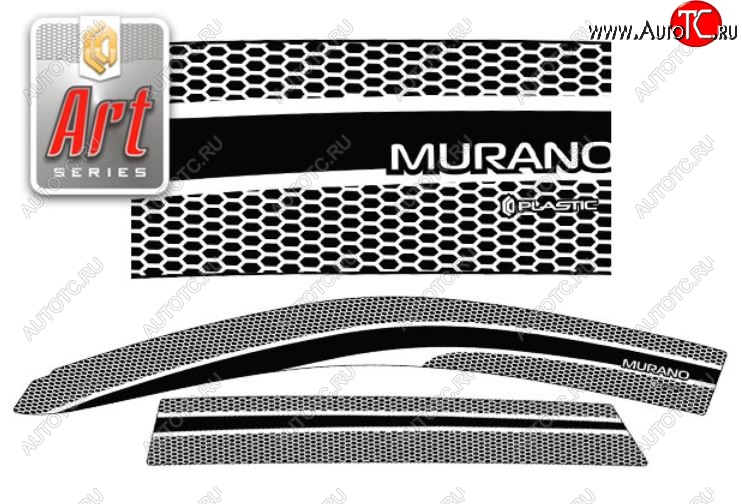 2 299 р. Дефлектора окон CA-Plastic  Nissan Murano  1 Z50 (2002-2009) (Серия Art белая, Без хром.молдинга)  с доставкой в г. Пермь