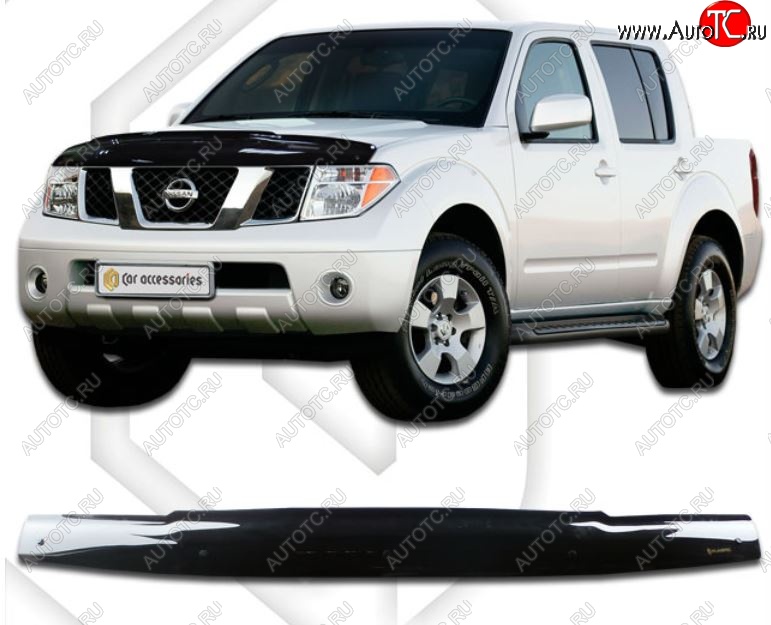 1 999 р. Дефлектор капота CA-Plastiс  Nissan Navara  2 D40 (2010-2016) рестайлинг (Classic черный, Без надписи)  с доставкой в г. Пермь