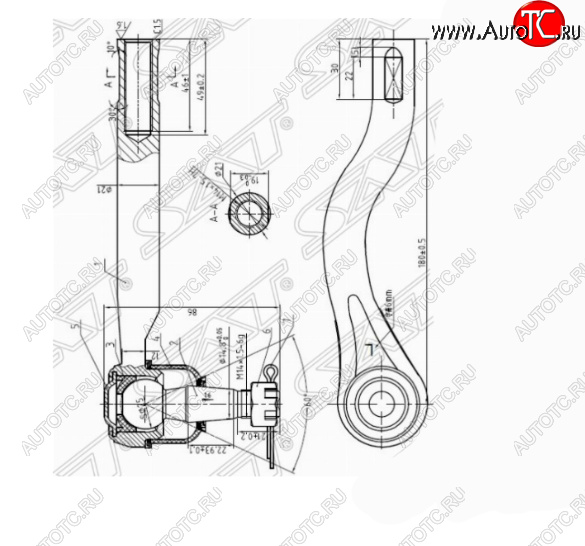859 р. Правый наконечник рулевой тяги SAT Nissan Navara 2 D40 дорестайлинг (2004-2010)  с доставкой в г. Пермь