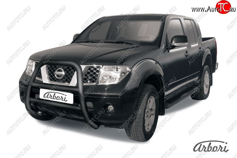 20 159 р. Защита переднего бампера Arbori (высокая, черная, 1 труба d76 mm). Nissan Navara 2 D40 дорестайлинг (2004-2010)  с доставкой в г. Пермь