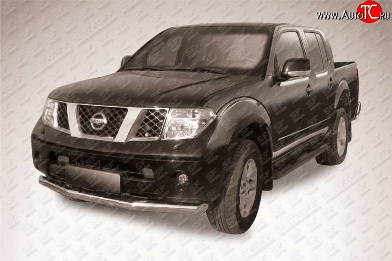 13 499 р. Одинарная защита переднего бампера из трубы диаметром 76 мм Slitkoff Nissan Navara 2 D40 дорестайлинг (2004-2010) (Нержавейка, Полированная)  с доставкой в г. Пермь