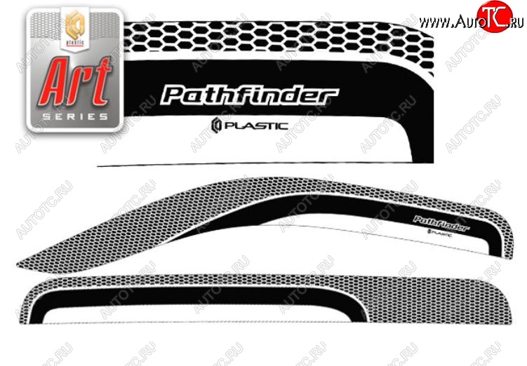 2 299 р. Дефлектора окон CA-Plastic  Nissan Pathfinder  R51 (2004-2007) дорестайлинг (Серия Art серебро, Без хром.молдинга)  с доставкой в г. Пермь