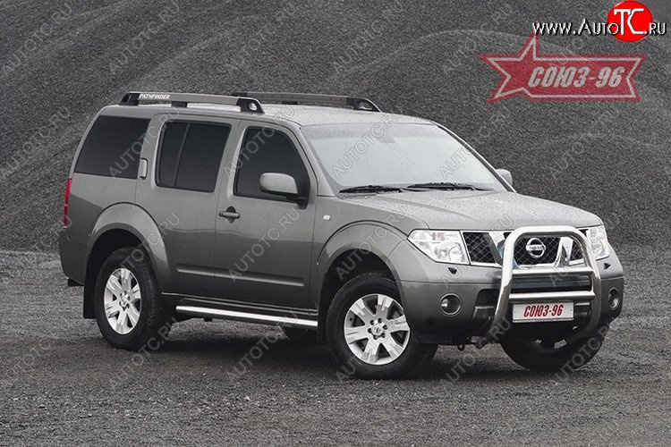19 169 р. Защита переднего бампера Souz-96 (d76) Nissan Pathfinder R51 дорестайлинг (2004-2007)  с доставкой в г. Пермь
