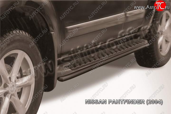 7 649 р. Защита штатного порога d42 Slitkoff  Nissan Pathfinder  R51 (2004-2007) дорестайлинг (Цвет: серебристый)  с доставкой в г. Пермь