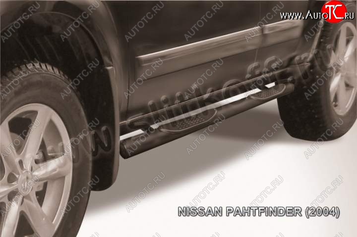 12 399 р. Защита порогов Slitkoff  Nissan Pathfinder  R51 (2004-2007) дорестайлинг (Цвет: серебристый)  с доставкой в г. Пермь