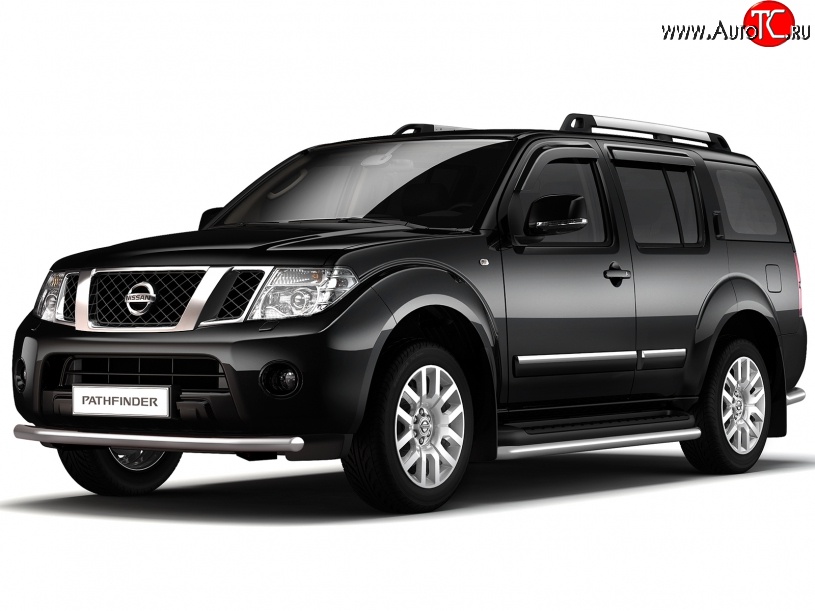 4 199 р. Защита порогов из трубы Ø51 Petroil Tuning  Nissan Pathfinder  R51 (2004-2007) дорестайлинг (Нержавеющая полированная сталь)  с доставкой в г. Пермь