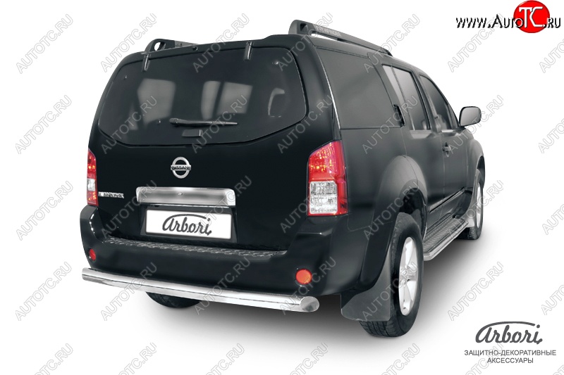 13 319 р. Защита заднего бампера Arbori (нержавейка, 1 труба d76 mm).  Nissan Pathfinder  R51 (2004-2007) дорестайлинг  с доставкой в г. Пермь
