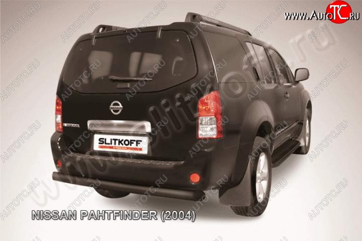 9 449 р. Защита задняя Slitkoff  Nissan Pathfinder  R51 (2004-2007) дорестайлинг (Цвет: серебристый)  с доставкой в г. Пермь