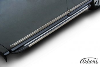 12 509 р. Порожки для ног Arbori Luxe Black Nissan Pathfinder R52 дорестайлинг (2012-2017)  с доставкой в г. Пермь. Увеличить фотографию 2