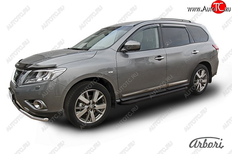 11 609 р. Порожки для ног Arbori Optima Black Nissan Pathfinder R52 дорестайлинг (2012-2017)  с доставкой в г. Пермь