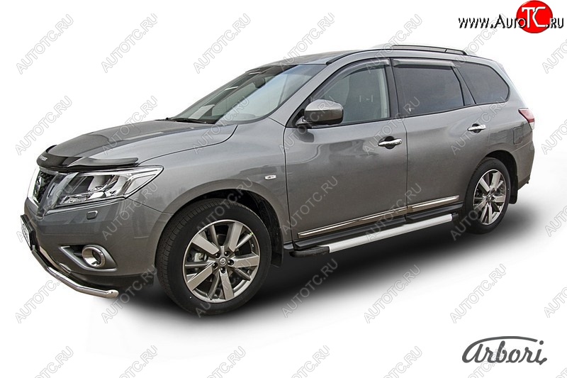 10 979 р. Порожки для ног Arbori Optima Silver Nissan Pathfinder R52 дорестайлинг (2012-2017)  с доставкой в г. Пермь