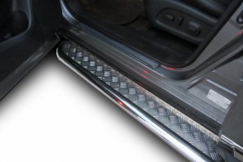 14 579 р. Защита штатных порогов с листом Arbori (нержавейка, алюминий, d57) Nissan Pathfinder R52 дорестайлинг (2012-2017)  с доставкой в г. Пермь. Увеличить фотографию 2