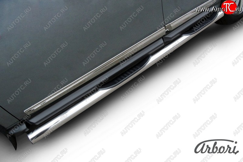 14 579 р. Защита штатных порогов Arbori (с проступью, нержавейка, d76 mm). Nissan Pathfinder R52 дорестайлинг (2012-2017)  с доставкой в г. Пермь