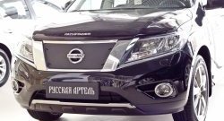 Зимняя заглушка решетки переднего бампера РА Nissan Pathfinder  R52 (2012-2017) дорестайлинг