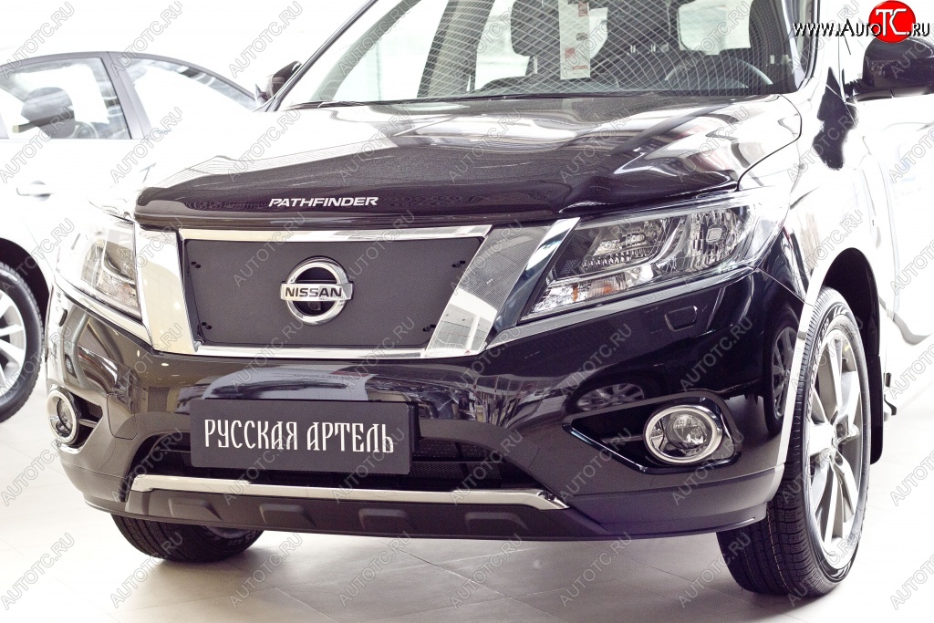 1 169 р. Зимняя заглушка решетки переднего бампера РА  Nissan Pathfinder  R52 (2012-2017) дорестайлинг  с доставкой в г. Пермь