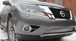 1 539 р. Нижняя сетка на бампер Russtal (хром) Nissan Pathfinder R52 дорестайлинг (2012-2017)  с доставкой в г. Пермь. Увеличить фотографию 2