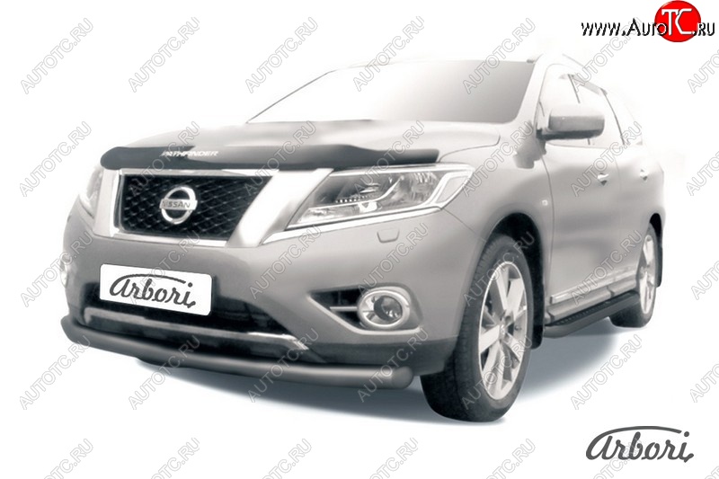 6 749 р. Защита переднего бампера Arbori (черная, 1 труба d57 mm). Nissan Pathfinder R52 дорестайлинг (2012-2017)  с доставкой в г. Пермь