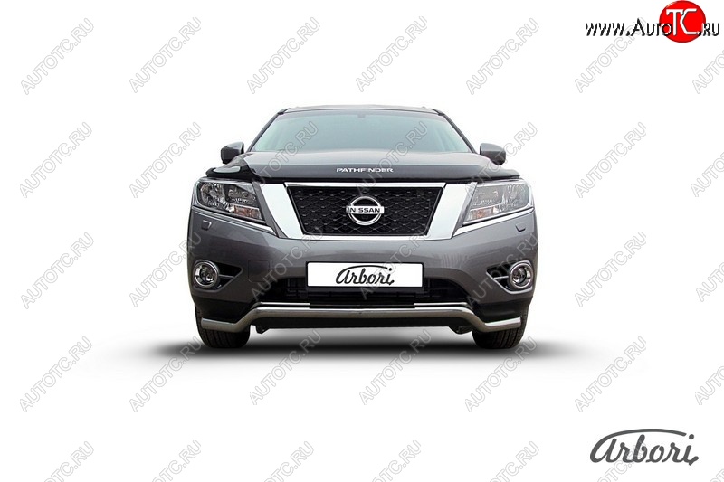 20 249 р. Защита переднего бампера Arbori (волна, нержавейка, 1 труба d57 mm).  Nissan Pathfinder  R52 (2012-2017) дорестайлинг  с доставкой в г. Пермь