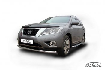 14 363 р. Защита переднего бампера Arbori (нержавейка, 1 труба d76 mm). Nissan Pathfinder R52 дорестайлинг (2012-2017)  с доставкой в г. Пермь. Увеличить фотографию 2