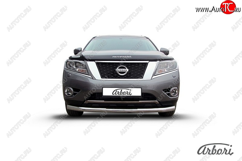 14 363 р. Защита переднего бампера Arbori (нержавейка, 1 труба d76 mm). Nissan Pathfinder R52 дорестайлинг (2012-2017)  с доставкой в г. Пермь