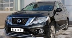 14 499 р. Защита переднего бампера (2 трубыØ63 и 42 мм, нержавейка) SLITKOFF Nissan Pathfinder R52 дорестайлинг (2012-2017)  с доставкой в г. Пермь. Увеличить фотографию 2