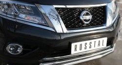14 499 р. Защита переднего бампера (2 трубыØ63 и 42 мм, нержавейка) SLITKOFF Nissan Pathfinder R52 дорестайлинг (2012-2017)  с доставкой в г. Пермь. Увеличить фотографию 3