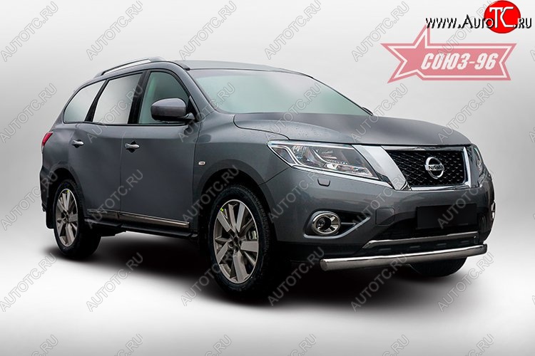 17 144 р. Защита переднего бампера из овальной трубы (d75х42) Souz-96  Nissan Pathfinder  R52 (2012-2017) дорестайлинг  с доставкой в г. Пермь