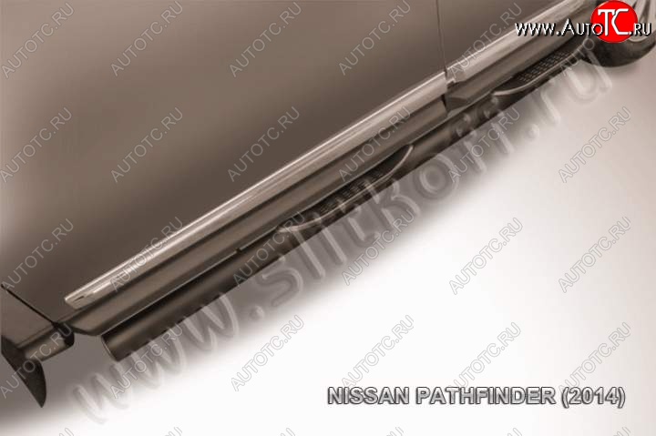 12 399 р. Защита порогов Slitkoff Nissan Pathfinder R52 дорестайлинг (2012-2017) (Цвет: серебристый)  с доставкой в г. Пермь